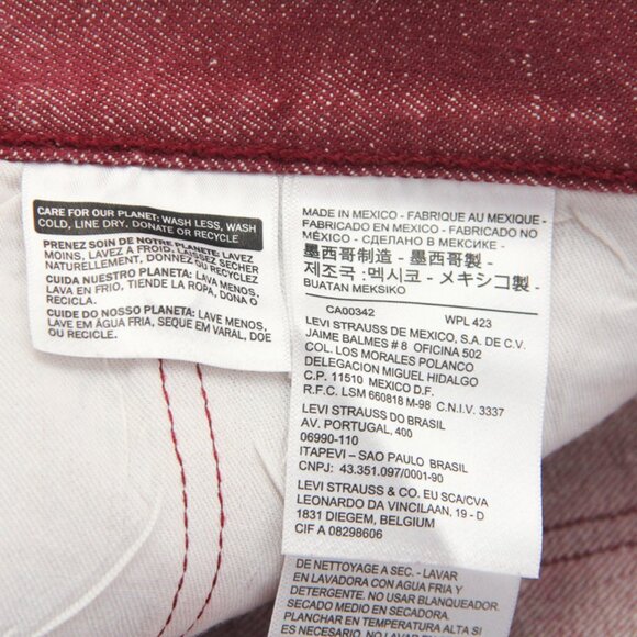 Levis Levi Strauss White Oak Cone Denim 501 Burgundy Red Dungarees Jeans, 40x32 - Picture 8 of 12